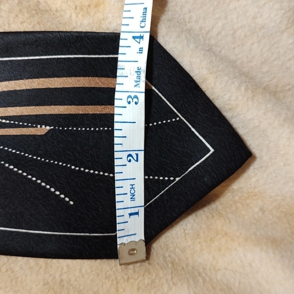 Pierre Cardin Retro Gold and Black SILK Tie 4" Width - Picture 6 of 6